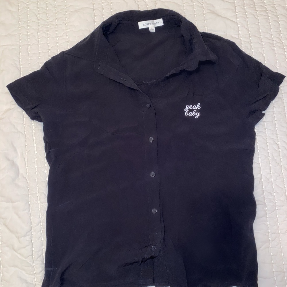 Button Up Slogan Top